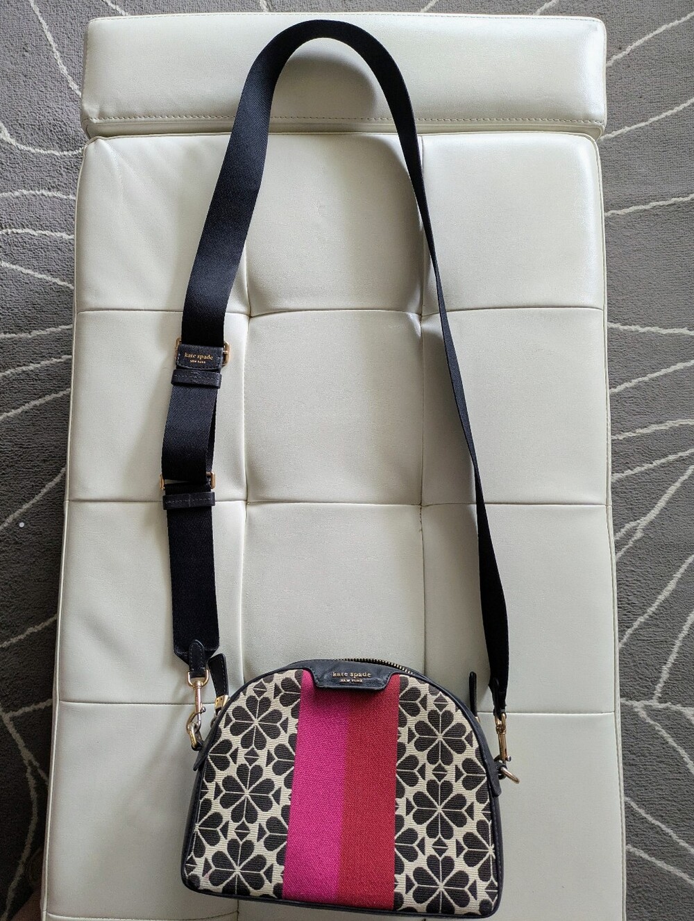 Kate Spade Flower Jacquard Stripe Crossbody Addy Dome Bag